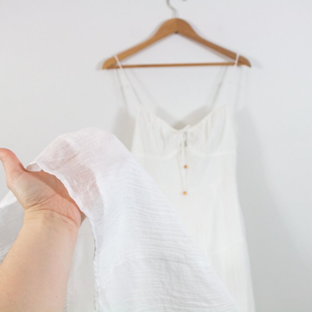 Lightweight White Spaghetti-Strap Maxi Dress with Tie Front - Picture 4 of 8